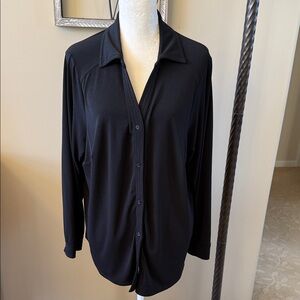 Adrianna Papell Black Button-Down Shirt